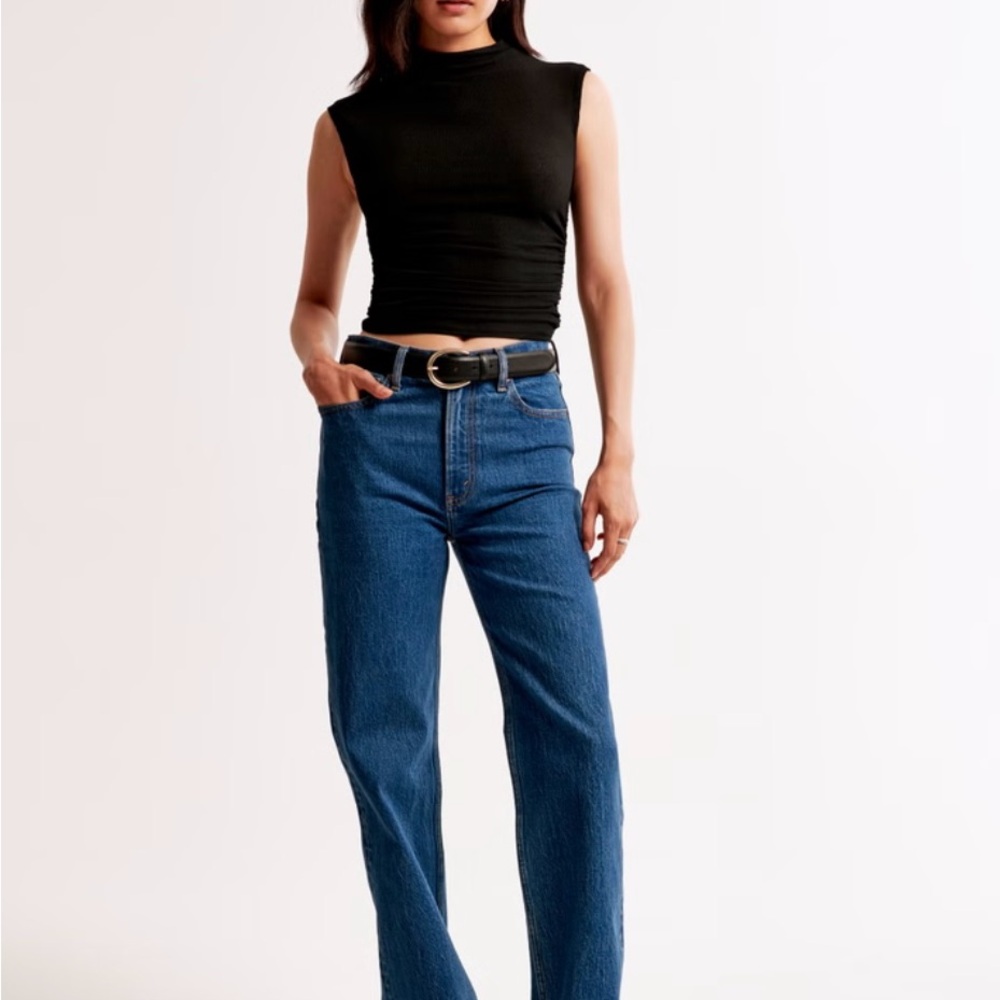 The A&F Paloma Mesh Rib Crepe Top